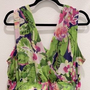 New York & company floral green  jumpsuit romper